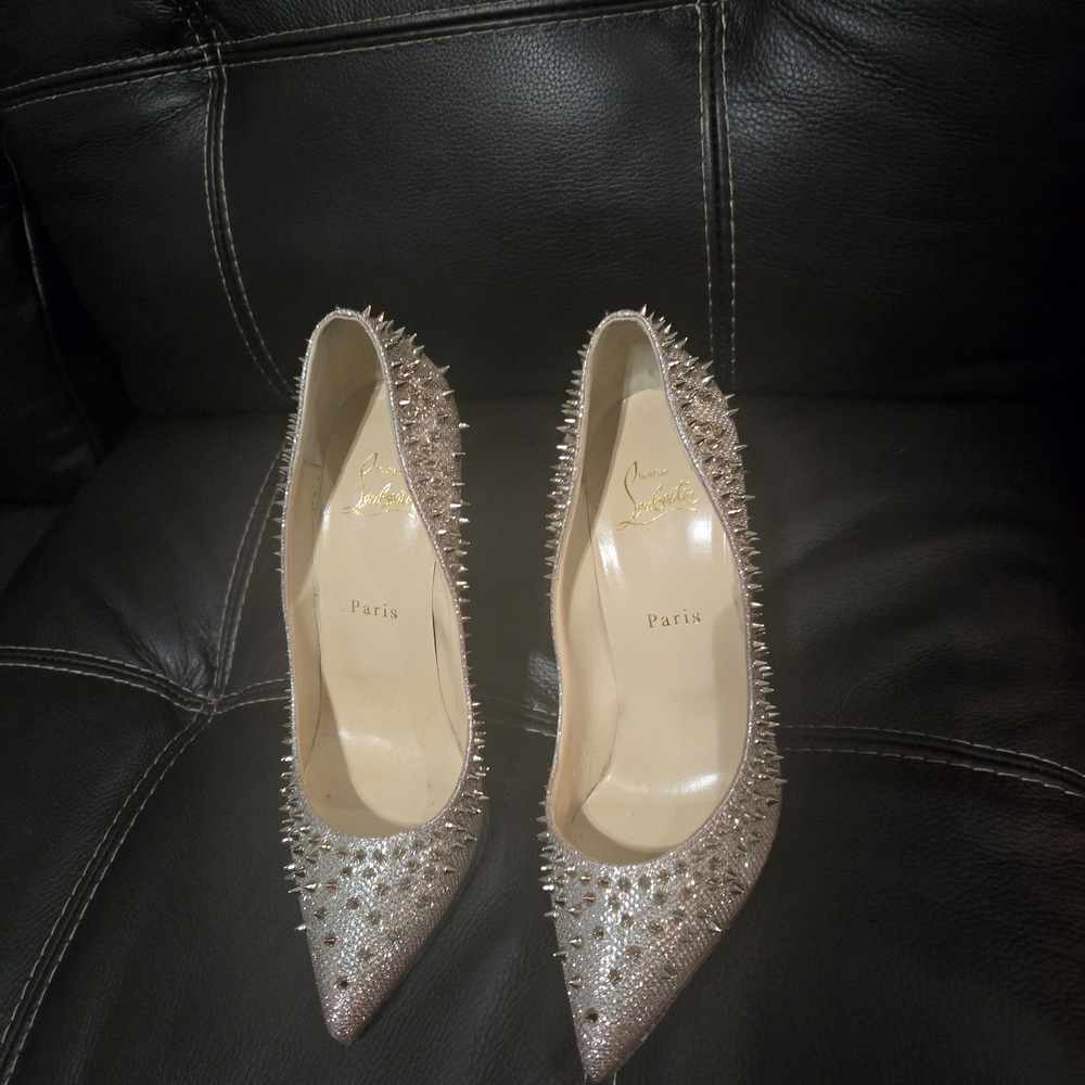 Christian Louboutin Blush Crystal & Spike Pointed-Toe Pumps